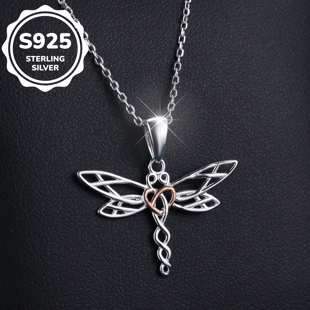 

2.5g Vintage 925 Sterling Silvery Aged Exquisite Dragonfly Necklace For Women, For Daily Use, Engagement And Wedding Gifts For Mom, Girlfriend, And Best Friend