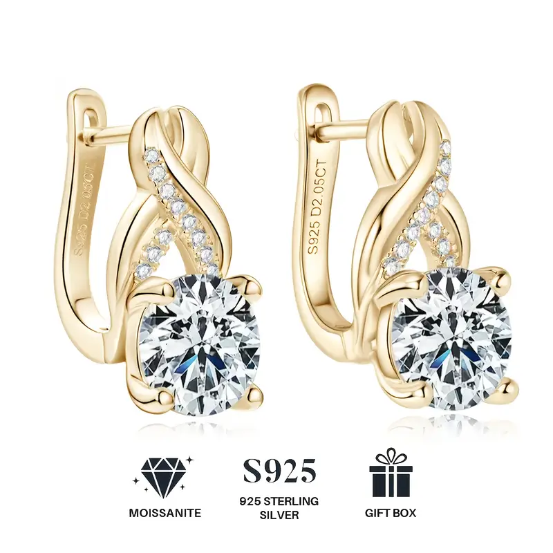 1 pair moissanite infinity element womens earrings 925 silvery 8mm round vvs1  moissanite earrings for wedding and party holiday gifts earrings for women jewelry gifts gift box Product details 1