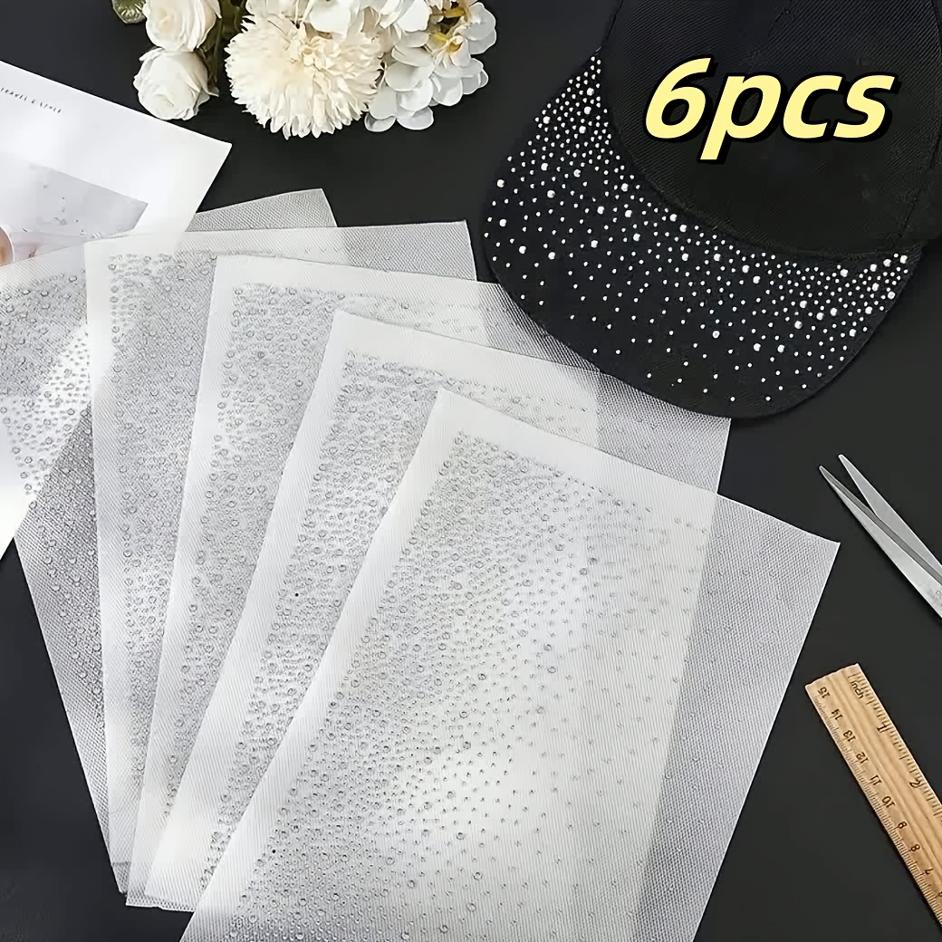 Image of 6pcs Heat Transfer Rhinestone Applique Patches - White Vinyl Heat Transfer Stickers, Suitable For Decoration, Jackets, Bags, Hats, Etc. | Star | Vinyl Transfer