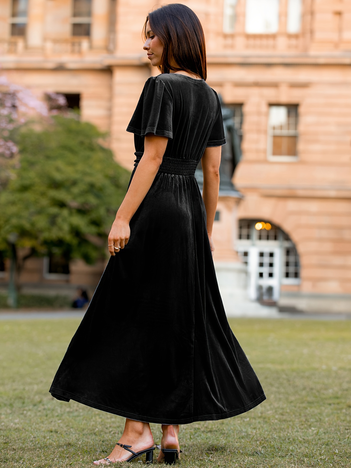 formal long sleeve black velvet dress Long Modest Prom Dress with Long Sleeves