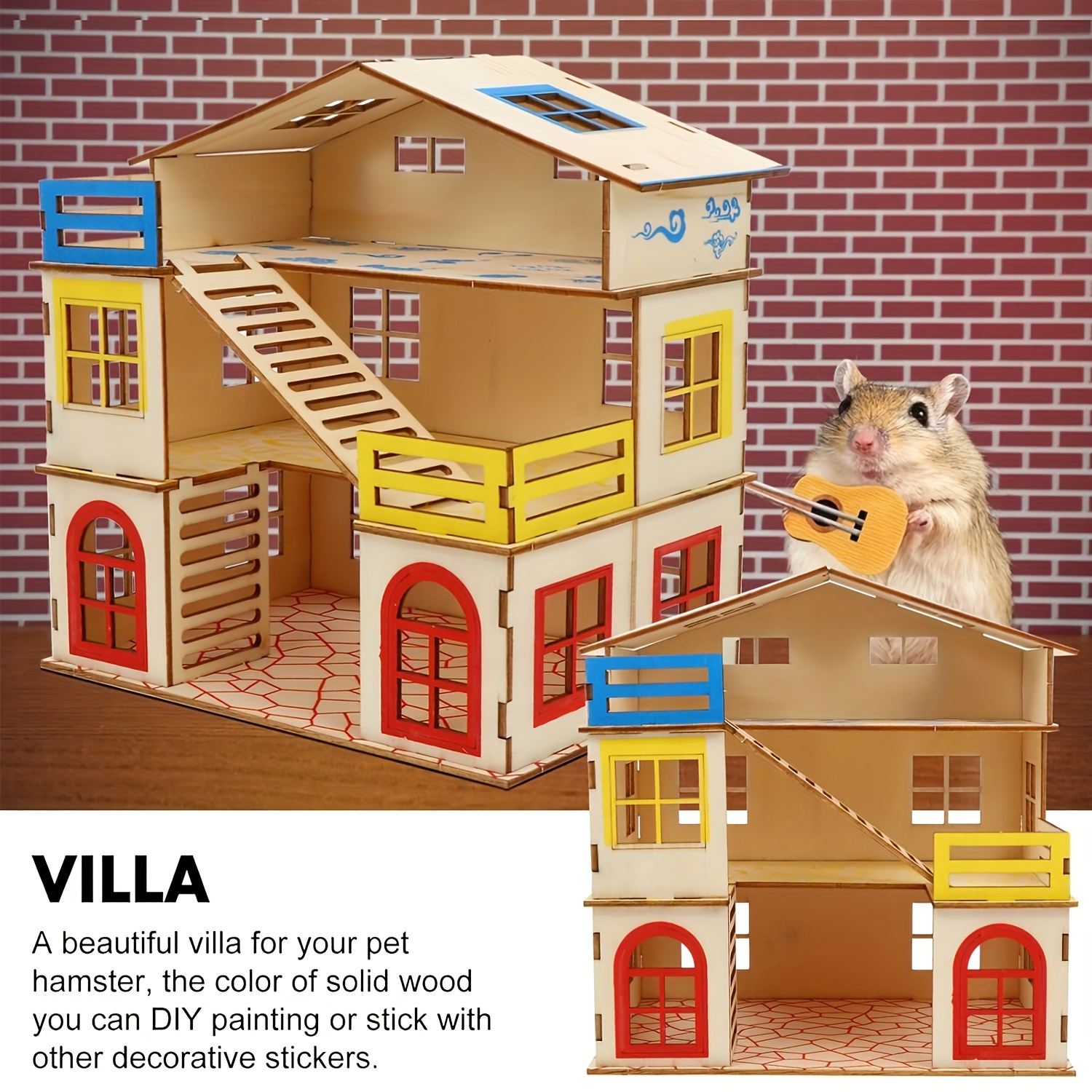 Hamster Castle Villa with Ladder for Small Animals