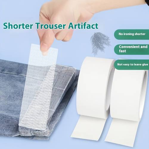 new 1 roll seamless hem tape self no ironing needed easy length adjustment tool for shorts quick and convenient white no sewing required pants length adjuster easy to apply tape self tape repair