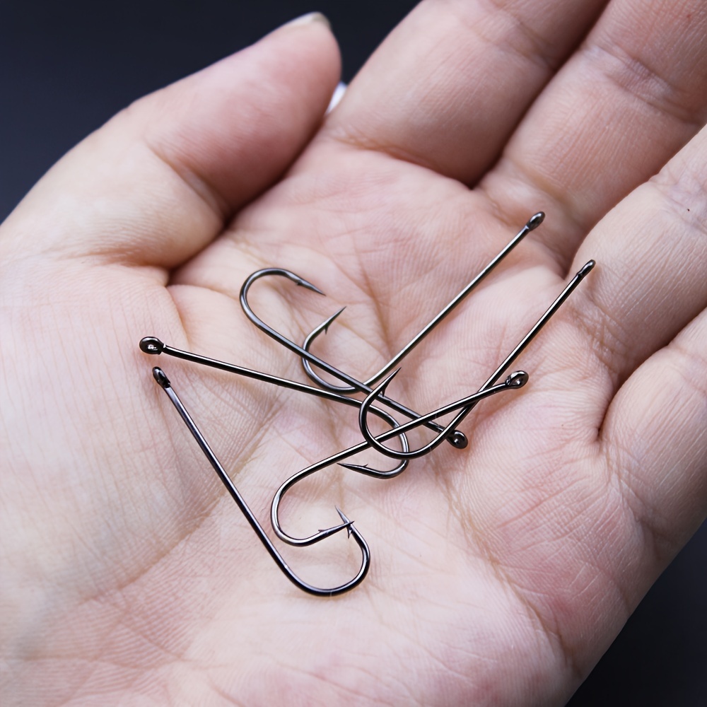 all joint fish hook 30pcs black fishing hooks long fish round bent joint hook