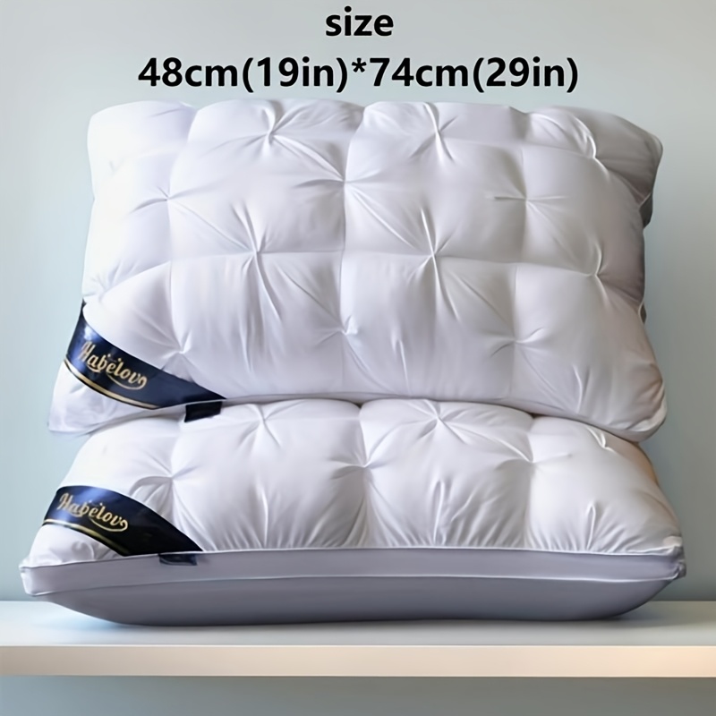 1/2pcs Luxury 5-Star Hotel Quality Pillows - Deep Sleep Neck Support, High Density Non-Sagging All-Season Pillowcase with White Satin, 100% Filling, Vacuum Compressed Packaging (White), Home Comfort, Quilted Design, Premium Fabric