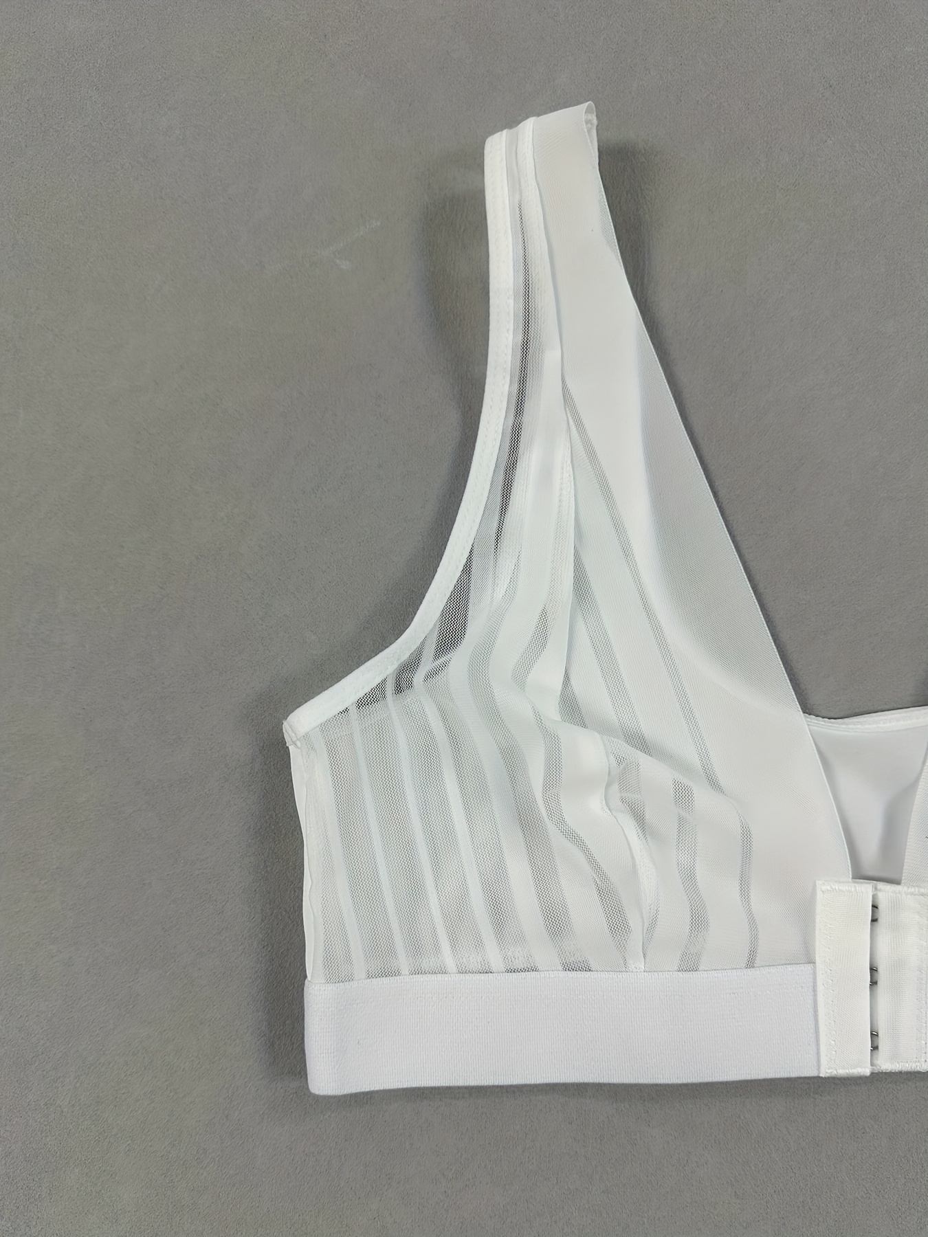 Gestreepte mesh push-up bh met sluiting aan de voorkant