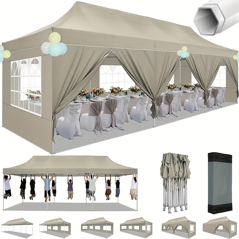 

10x30ft Heavy Duty Pop Up With 8 , Waterproof Tents For Parties Event Wedding, Uv 50+& Carry Bag, Thickened Legs