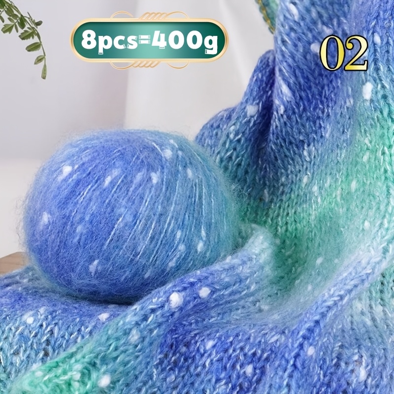 Image of 400g/8pcs Gradient Ombre Yarn With Colorful Dots, Wool Yarn, Handmade Diy Knitting Material, Suitable For Making Scarves, Hats, Sweaters, Cardigans, Shawls, And Blankets, Yarn Ball