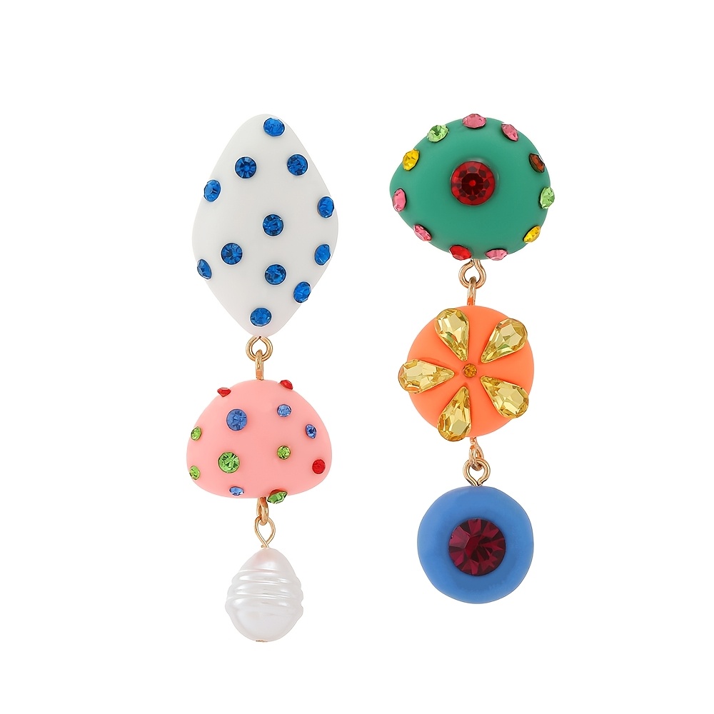 TEMU Fashionable Asymmetrical Design Women's Dopamine Earrings, Trendy Luxury Acrylic Irregular, Ideal Perfect Jewelry Gift For Lovers, Girlfriends,
