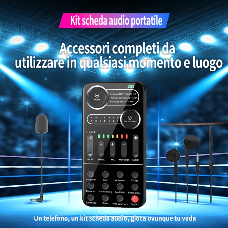 Sound Card Karaoke Regolazione Volume A 3 Velocità Ricarica - Temu Italy