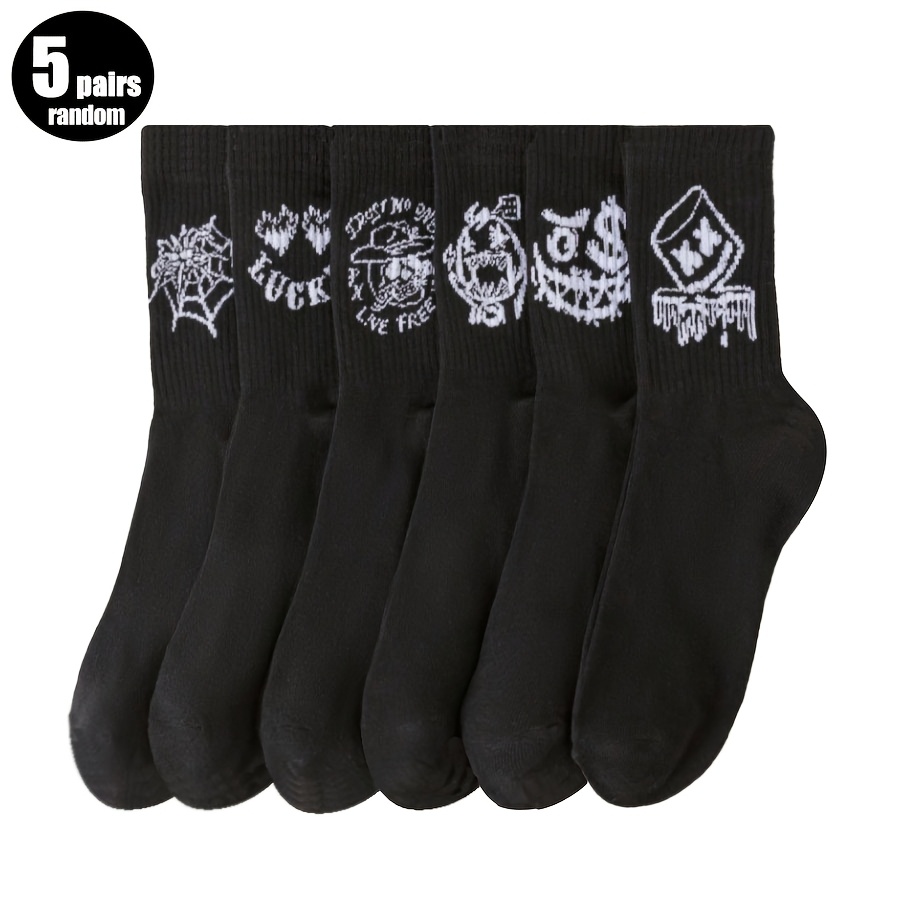 E-shop Zufällige 5 Paar Herren Socken, Trendige Mode Farblich Abgestimmte Trendige High-Value Herren Socken, Dünne Feuchtigkeitstransportierende Socken