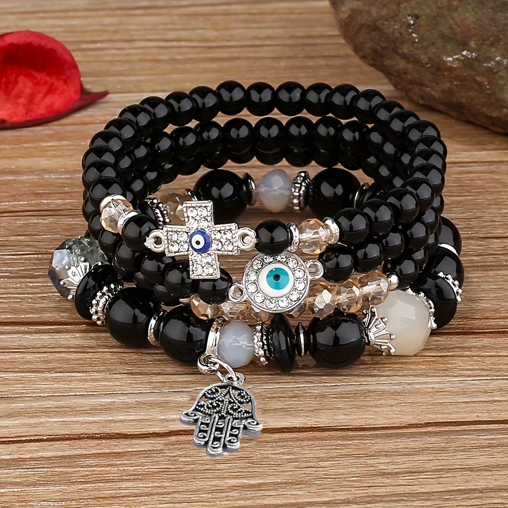 Enamel Fatima Hand Bracelets Set Of 12 With Evil Eye Crystal Beads For  Women And Men Fashionable Friendship Boho Jewelry GD42840 From Ibezo,  $33.08