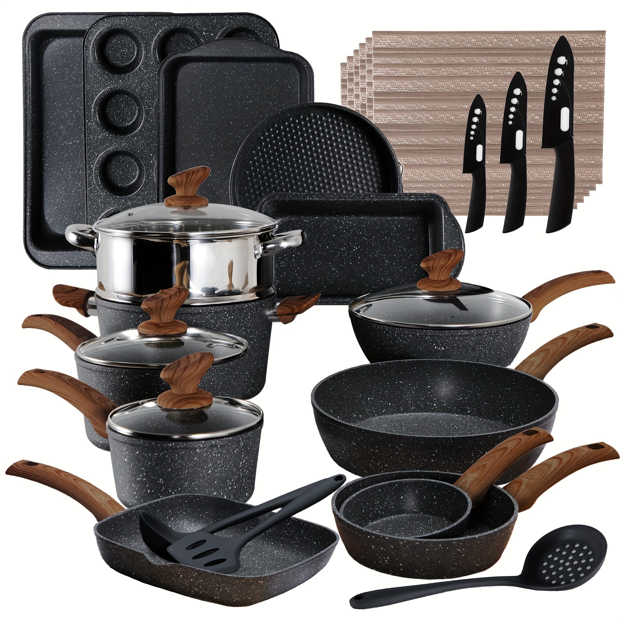 

Mix And Pans Set Nonstick, 12/17/30 Induction Cookware Set, Cooking Pans Set (, )