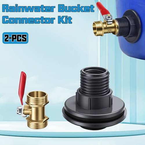 2pcs bucket connector kit plastic bulkhead union adapter pipeline fitting accessory compatible with 1 15 male threaded connector great for rain barrels water storage tanks aquariums bathtubs pools and outdoor water pipes