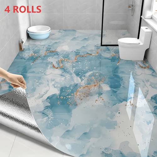 item picture 4 roll set high end marble patterned bathroom wall and floor decoration wallpaper vinyl waterproof wear resistant easy to stick and rental room bathroom kitchen wall and floor decoration and wallpaper