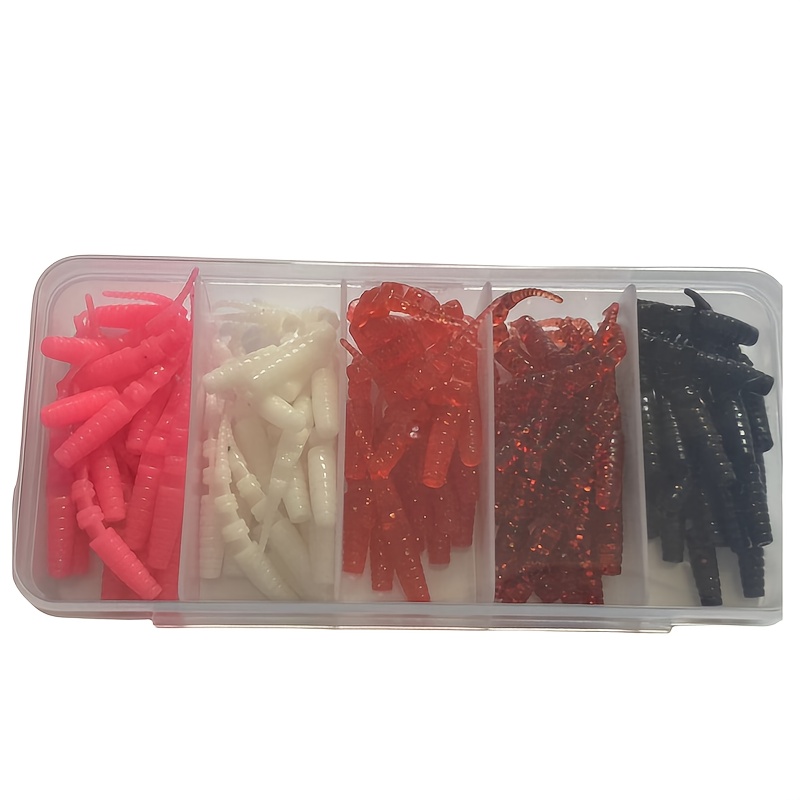 E-shop 100 Stück Gemischte Farbe Schwimmender Weichwurm Köder - Nadel Schwanz Schwimmköder, Süß- und Salzwasser Bionischer Angelköder, PVC Material,