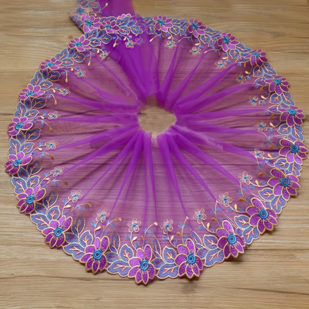 E-shop Lila Bestickte Spitze Puppenkleid Saum Dekoration Bastelbedarf