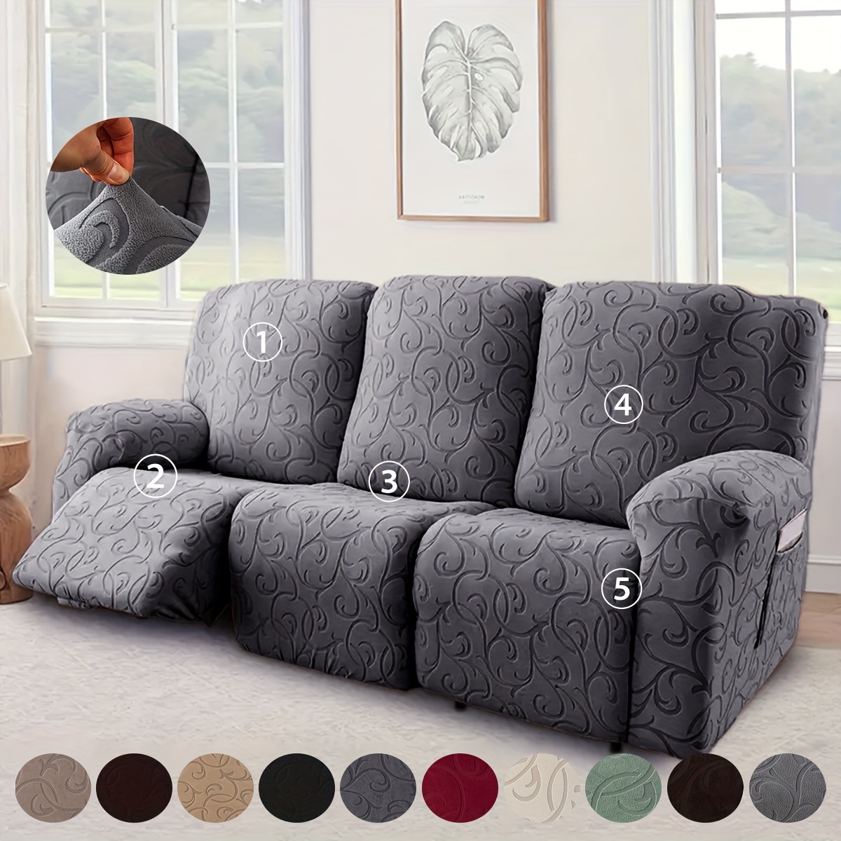 ULTICOR Sofá Reclinable Con Diseño Jacquard Con Funda De Consola