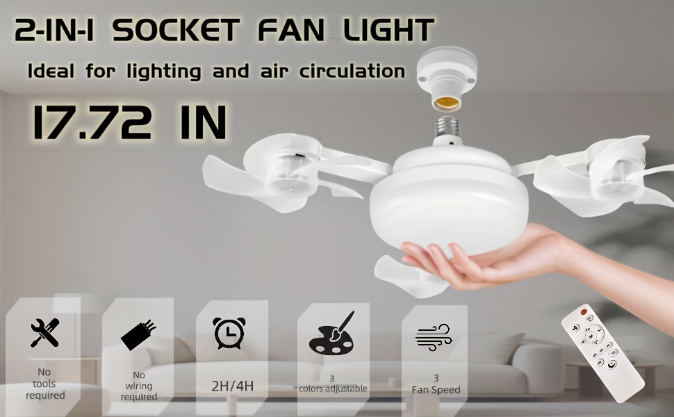 2025 new ceiling fan light with angle adjustment dimming for color temperature three wind and a timing night light mode suitable for living such as family kitchens living rooms bedrooms bars and shops Product details 4