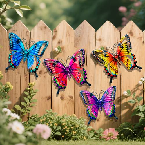 juego de 4 piezas mural en 3d, decoración de hierro - ideal para jardín, patio, sala, dormitorio o - sin necesidad de electricidad, adorno para vallas exteriores, regalo y