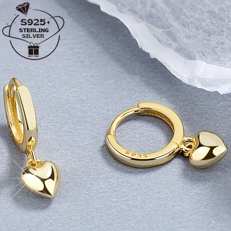Women's 925 Silver Small Heart Shaped Stud Earrings, Versatile