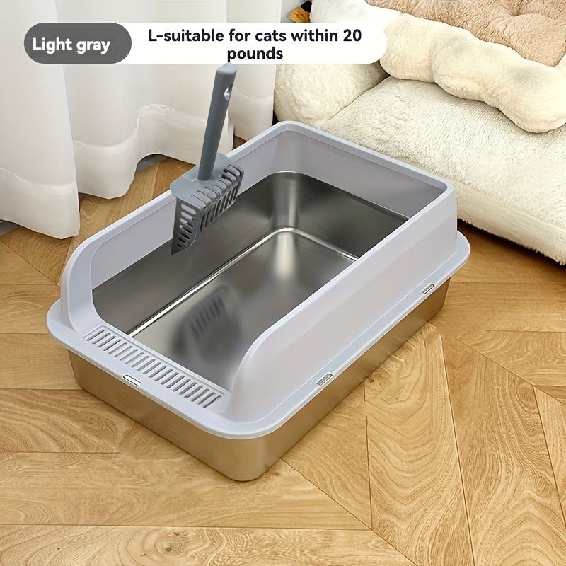Extra Large Stainless Steel Cat Litter Box With Lid - Xl Enclosed Metal Tray For Large Cats, High Rim And , Leak-proof Design, Easy To Litter Box Self-cleaning Cat Litter Box With Free Cat