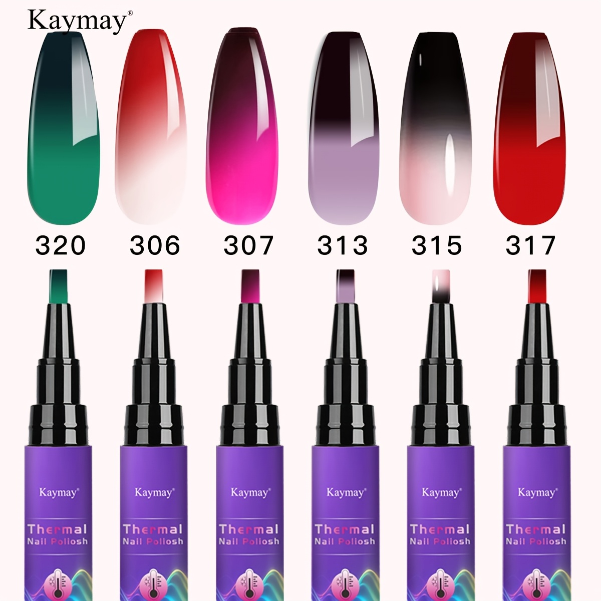 Image of 6 Color Temperature -step Nail Polish Gel 10ml Color With Temperature, Glossy, Durable, Long-lasting, Need /led Lamp To, Easy To Apply, Suitable For Travel And Parties.