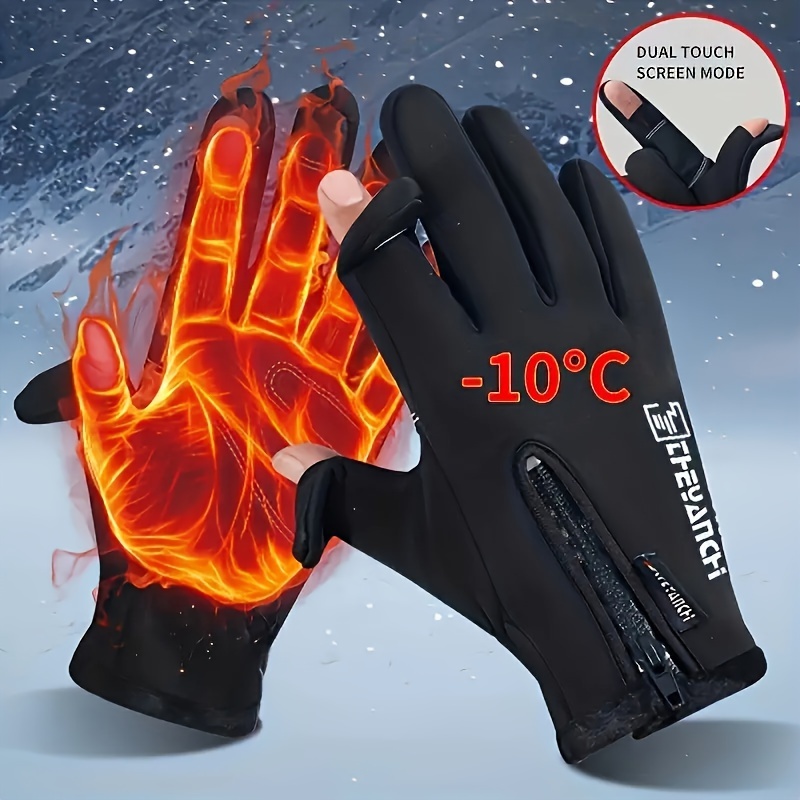 

1/2pair Outdoor Leisure Waterproof Sports Gloves, 2 Fingers Flip Open Design, Wind And Cold, Men And Women Can Open To Touch