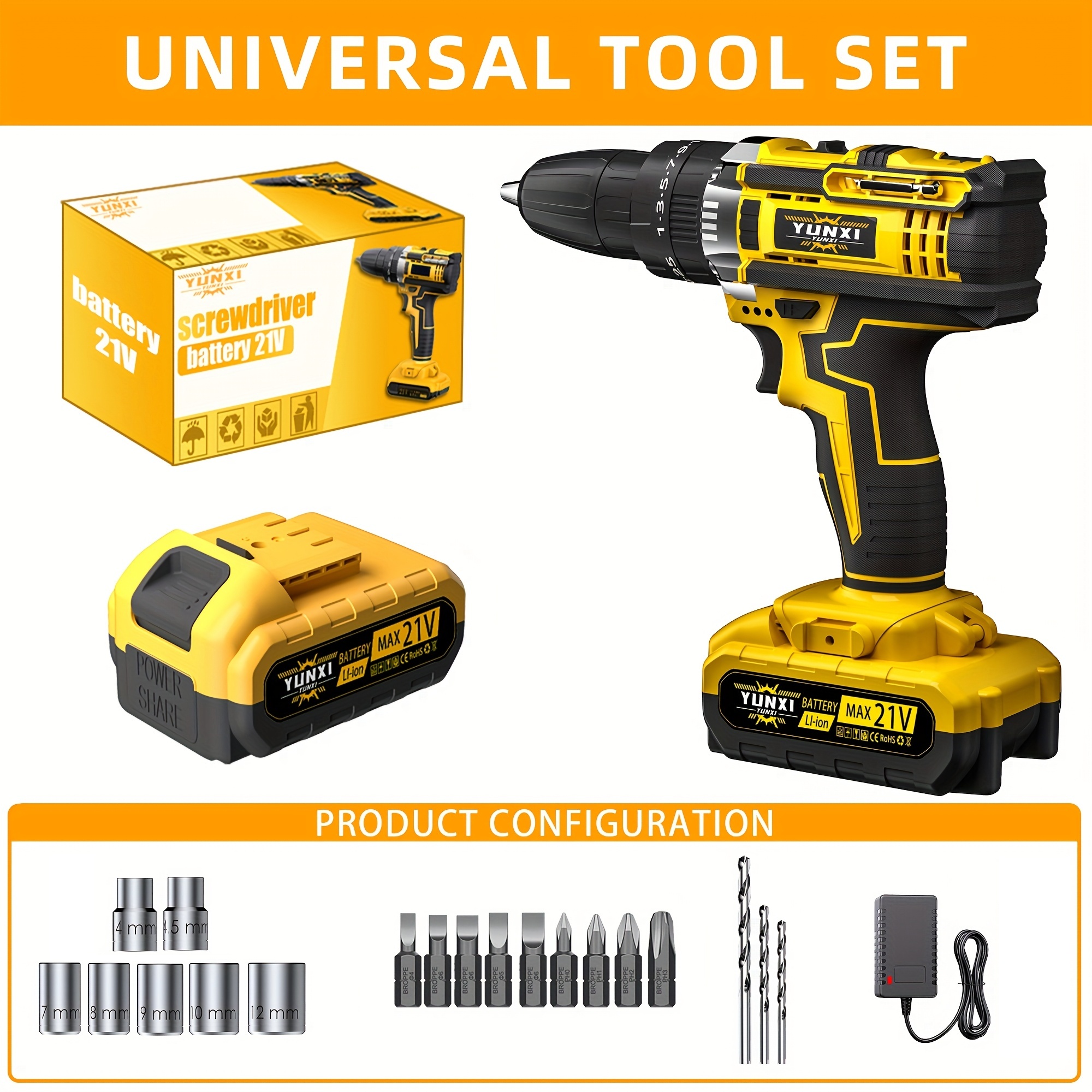 Draadloze elektrische lithiumboor met hoog vermogen voor huisdecoratie, eenvoudig te gebruiken