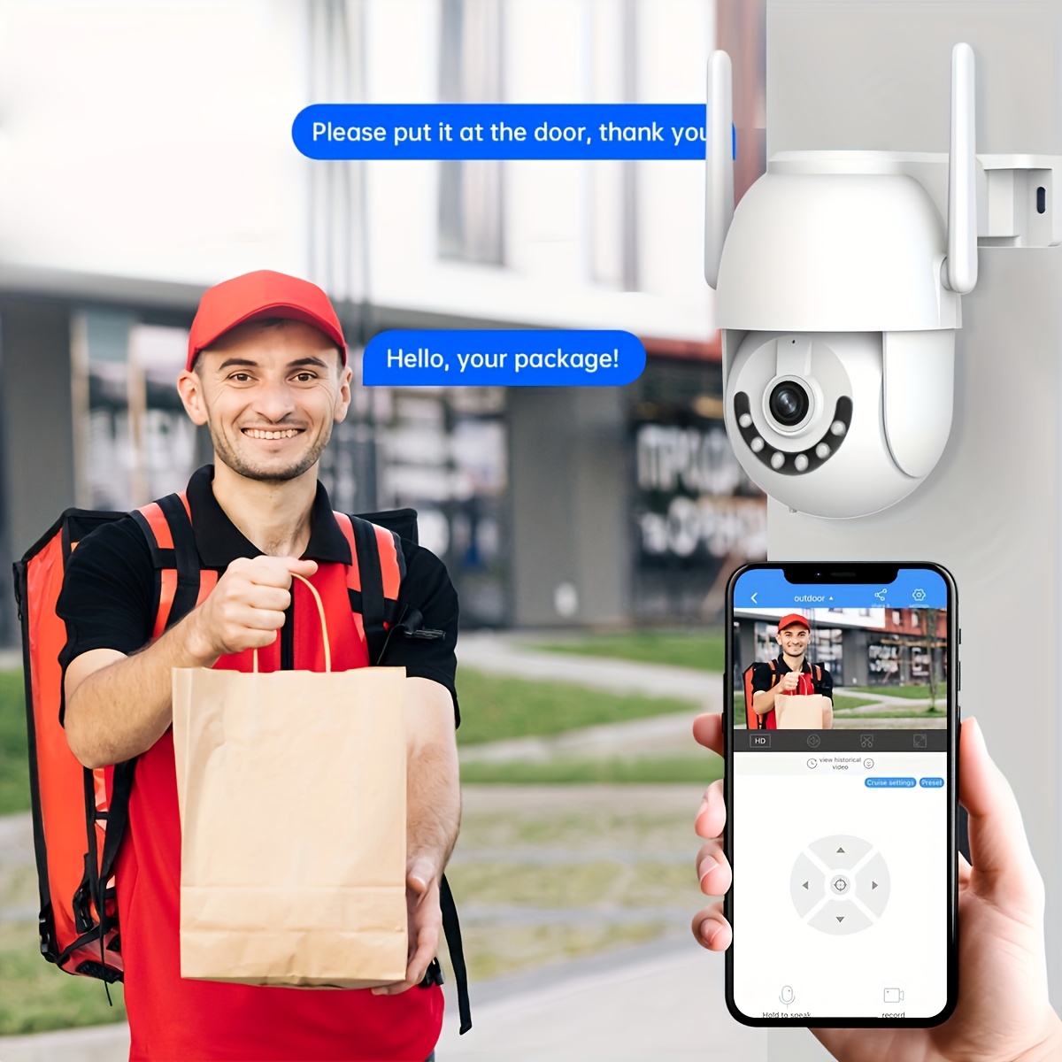 JOOAN 1296P HD Outdoor Security Camera, IPX6 Indoor/Outdoor Use, 2.4G WiFi, Motion Tracking & PTZ, Color Night Vision, Dual-Way Audio, Motion & Audio Alerts, USB-Powered, Compatible with CAM720 App, Outdoor Security Camera Wireless