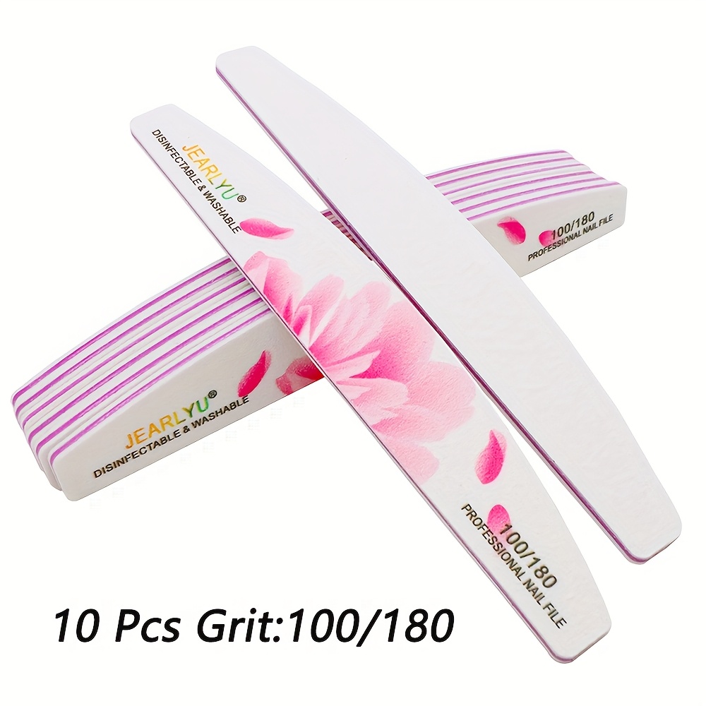 Image of 10pcs/bag No Wrinkling Professional Washable Jearlyu Printing Sandpaper Nail Files Grit 100/180 Pedicure Polishing Acrylic Nails File Tool Travel/nails Shop/personal Used