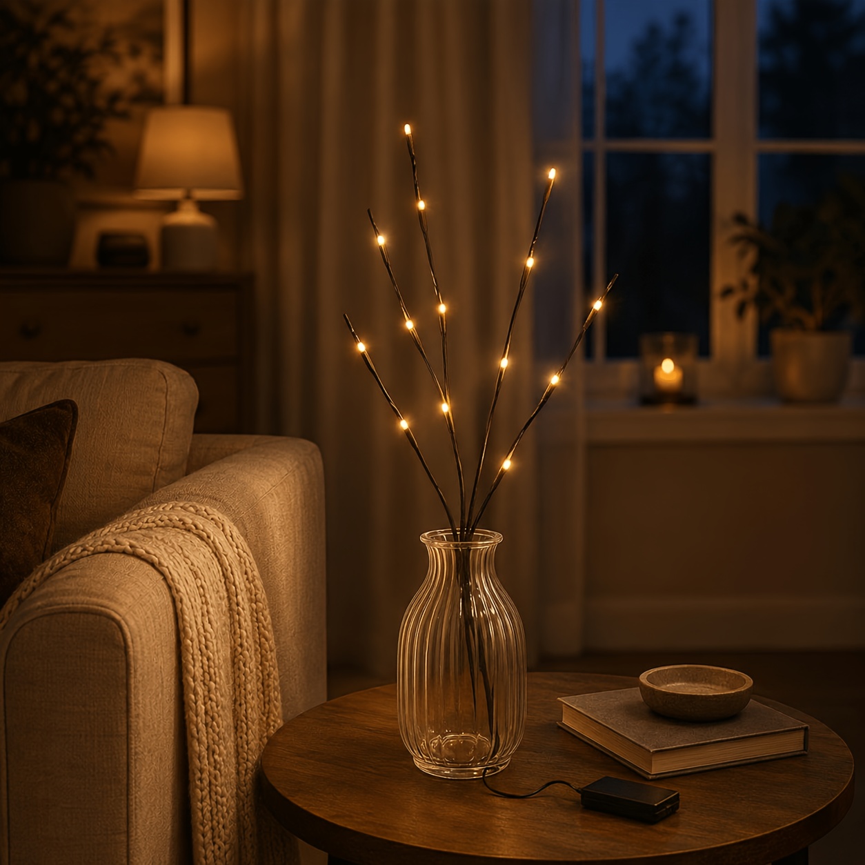 TEMU Guirlande Lumineuse Décorative de Bois de Noël, pour une Ambiance Chaleureuse, 1pc 16 LED de Branches Chaude, Utilisée pour Salon, Bureau,