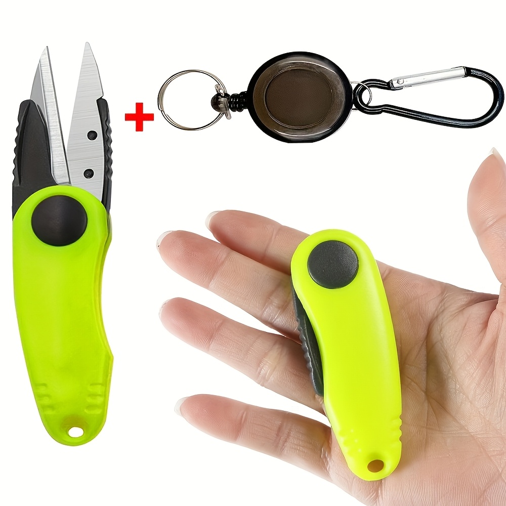 Image of 2pcs Set: Quick Knotting Tool, Shrimp-shaped Folding Fishing Scissors, Retractable Rope Set, Fishing Line Trimmer, Fish Clip, Fishing Tackle