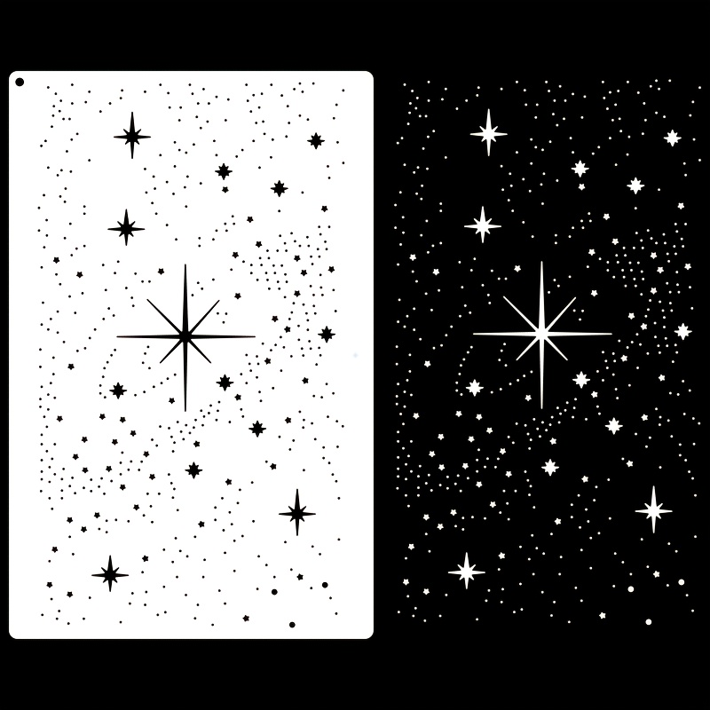 TEMU A Reusable Painting Template Featuring A Shimmering Starry Sky, Suitable For Crafts, Painting, Canvas, Projects, Scrapbooking, Home Decor, Door