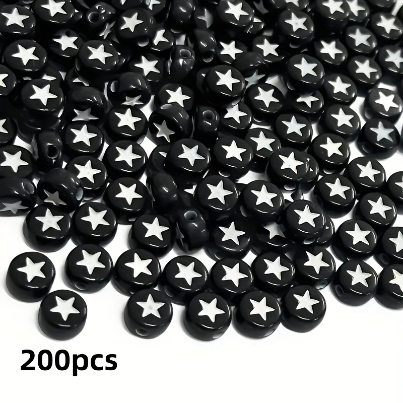 TEMU 200pcs Of 4x7mm Black And -shaped Acrylic Beads - Crafting Materials Suitable For Decorating Bracelets, Earrings, Necklaces, , And Creative Bead