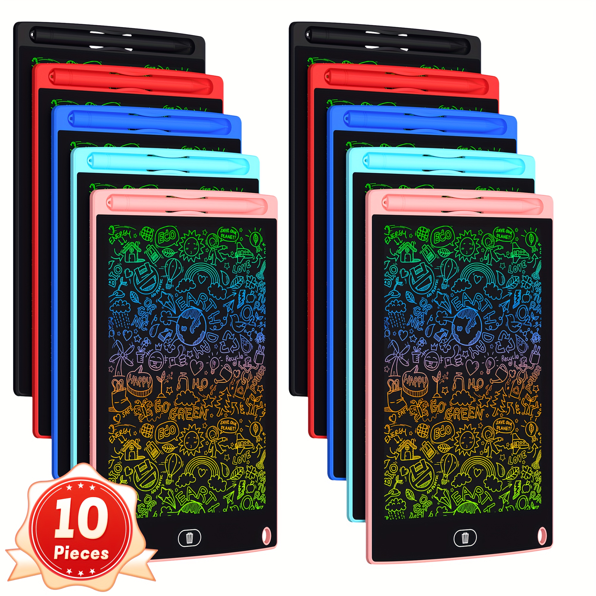 TEMU Lot de 10 tableaux à gribouiller LCD de 8,5 pouces - Tableaux de dessin réutilisables et effaçables pour enfants de 3 à 8 ans, parfaits pour les