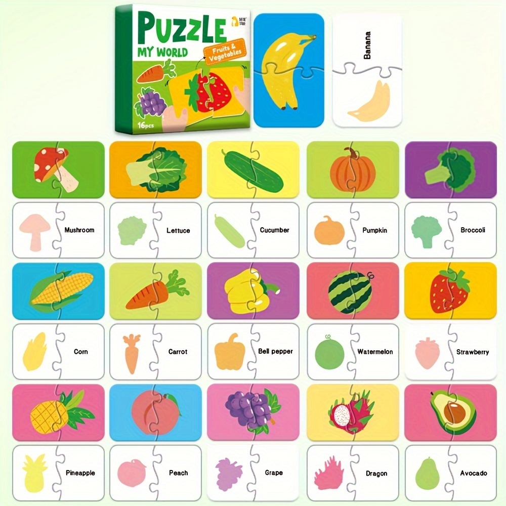 Educational Jigsaw Puzzles 16-48pcs Animals Daily Life Vehicles Fruits&Vegetable