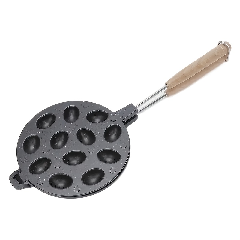 12- Round Pecan Mold, Egg Waffle Pan For Gas Stove, Baking Mold For Walnut-shaped Cakes And Egg Pancakes