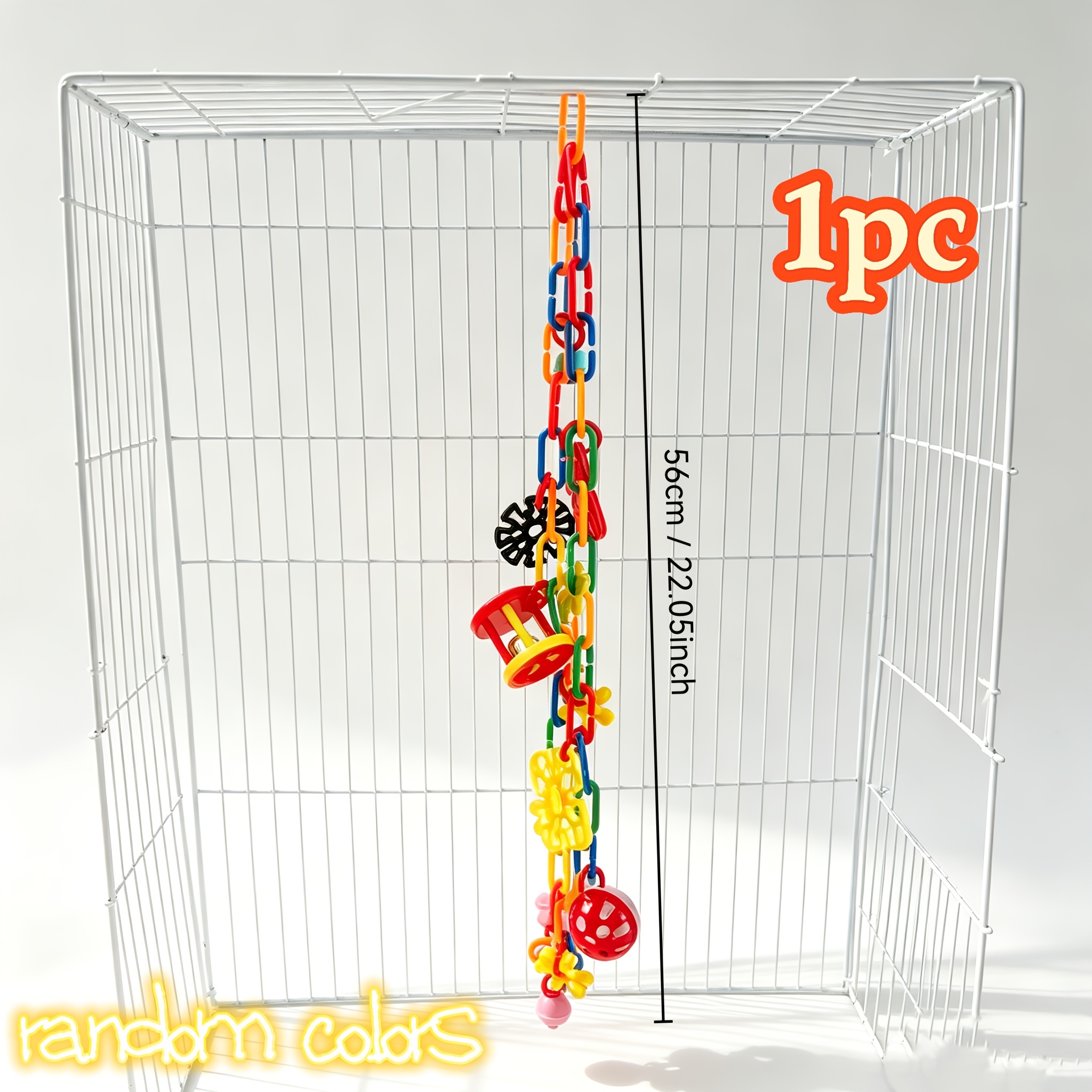 TEMU 1pc Colorful Plastic Chain Parrot Interactive Chew Toy & Flower Ornaments, Wearable Necklace Design Lets Parrots Your Body, Great Interactive