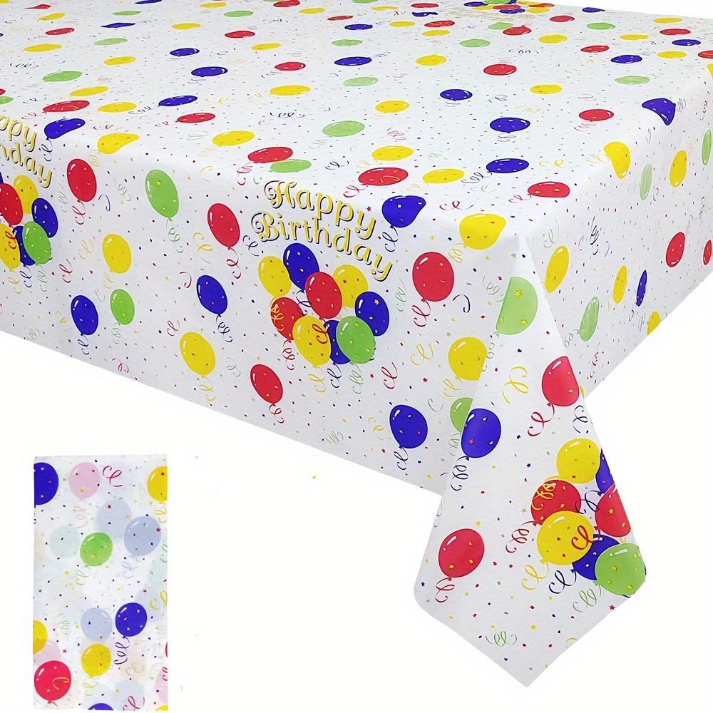 

1pc Tablecloth, Disposable Rectangle Dishcloth, Colorful Balloons Design Table Cover, For Party, Happy Birthday, Baby Shower Decorations Supplies, 108 X 54 Inch, Home Supplies