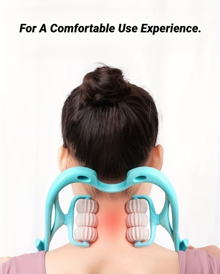 6 roller manual neck shoulder massager heavy duty handheld cervical with removable washable rollers swan   for posture   home office use portable relaxation tool Product details 1