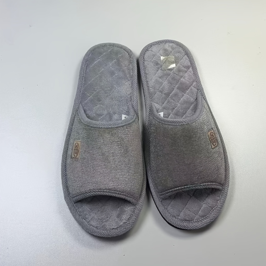 TEMU Indoor Slippers Suitable For Home Office - Non-slip Sole, Plush Cushioned Sole & Soft Fabric Upper, Slip- Round Toe Slides For, Comfortable For