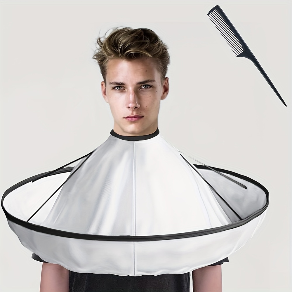 Cape de coiffure avec peigne - Tablier pliable pour salon et usage domestique, idéal pour tous types de cheveux - Disponible en blanc, noir et bleu
