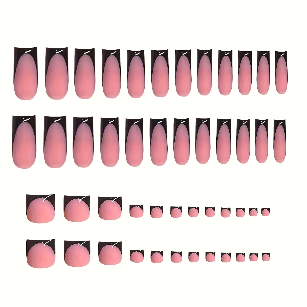 TEMU 48pcs Mid-length Square Hand And Foot Nail Set Wearable Nails, Nude French Edge False Nails, Full-cover Nail Kit, Reusable Acrylic False Nails,