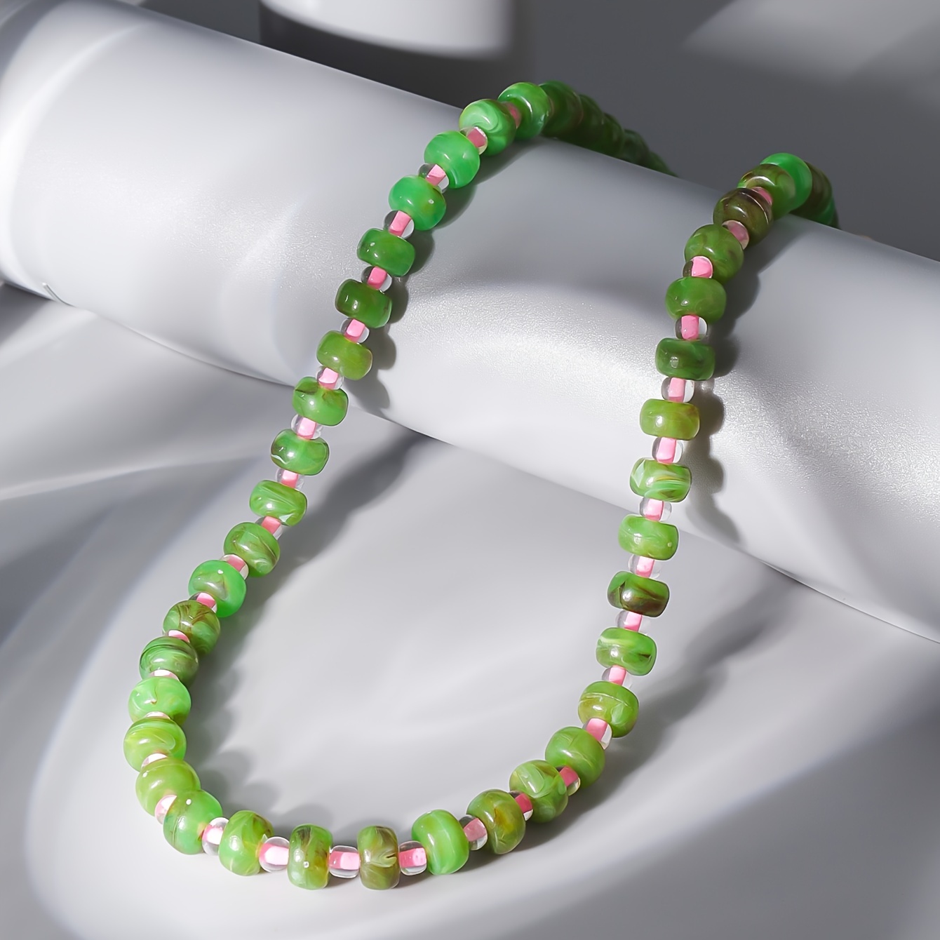 Boho Style Resin Bead Necklace Colored Bubblegum Beads Charm