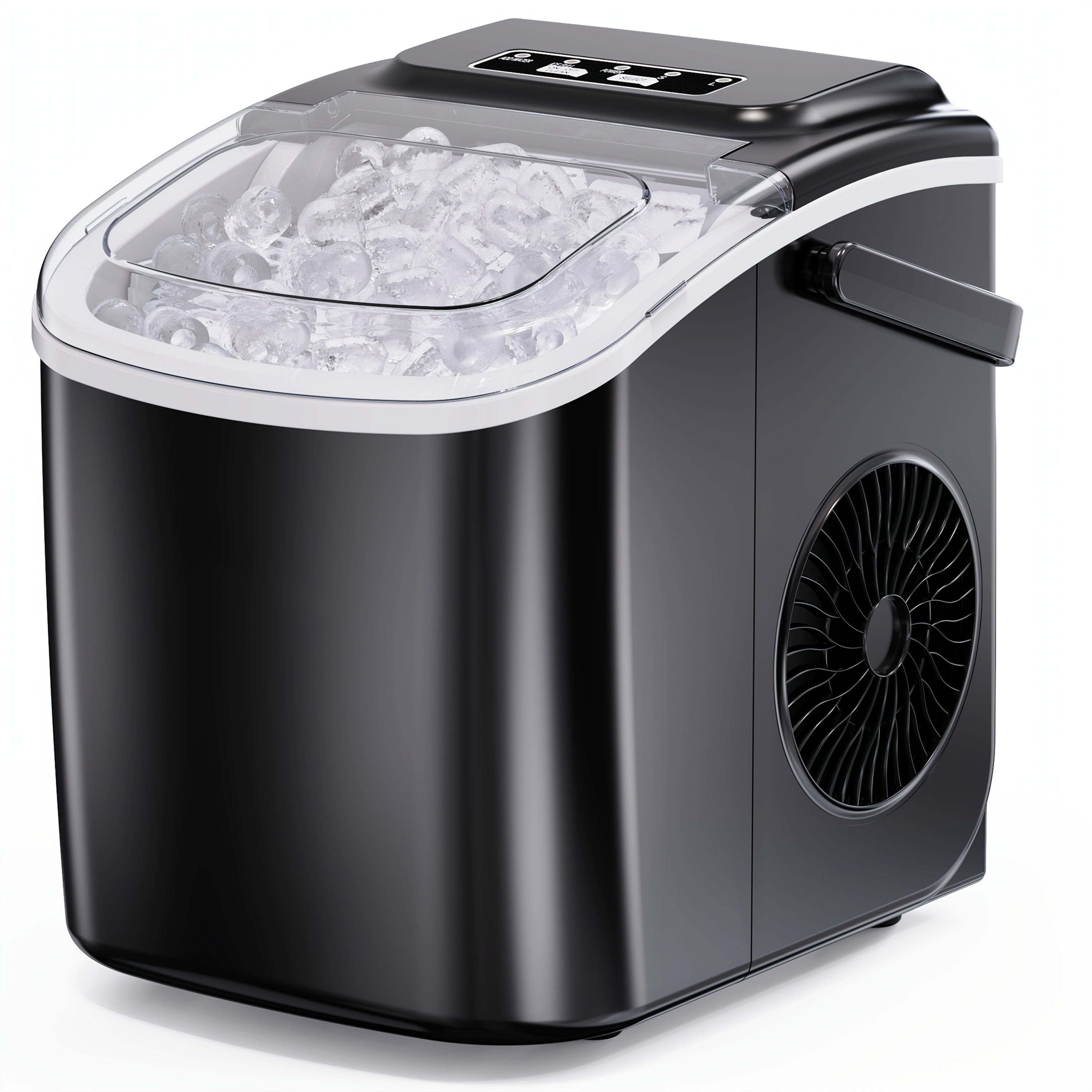 Machine à glaçons électrique pour cuisine domestique, fabrique 18 glaçons en 12 minutes, produit 12 kg en 24 heures, machine à glaçons auto-nettoyante et portable, 2 tailles de glaçonnes, adaptée pour la cuisine, le bureau, le bar et les fêtes, couleur noire