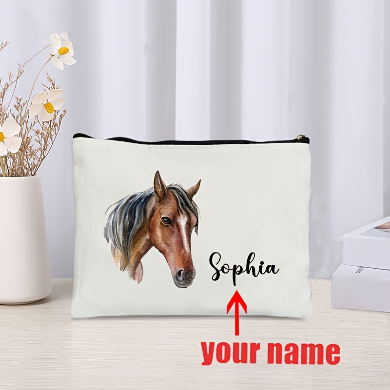 

Custom Floral Horse Makeup Bag - Lightweight, Foldable Cosmetic Pouch With Zipper For Women & - Gift, , Not , 1pc