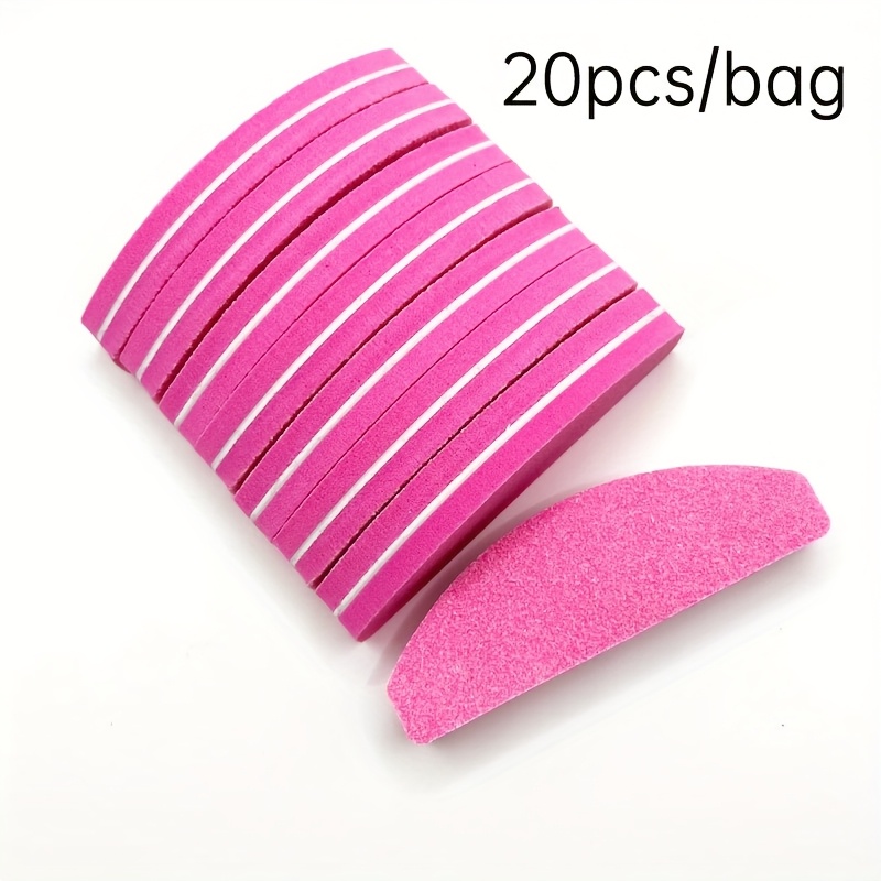 Image of 20 Pack Nail Buffers, Double-sided Nail File Buffer Blocks 100/180 Grit Portable Nail File, Curved Sponge Polishing File For Natural, Gel And Acrylic Nails (pink)