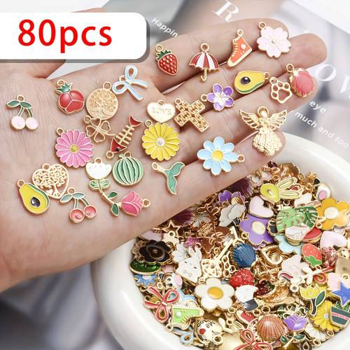 40 80 160pcs random style alloy jewelry wholesale bulk jewelry making jewelry enamel jewelry bracelet necklace jewelry making pendants for jewelry making bracelets necklaces earrings keychains