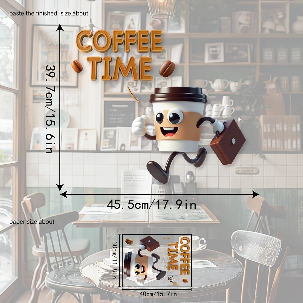 E-shop 1 Rolle Kaffee-Plüsch-Aufkleber Fensterdekoration, Abziehbare Statik-Aufkleber für Laden-Dekoration