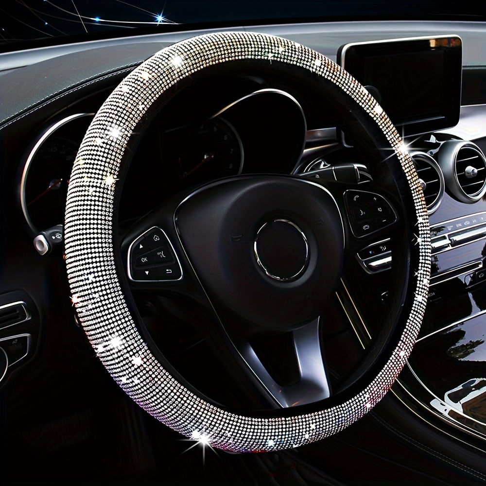 

Sparkling Steering Wheel Cover - Fit For 15" Wheels, No , Polyester, Enhances Car Interior